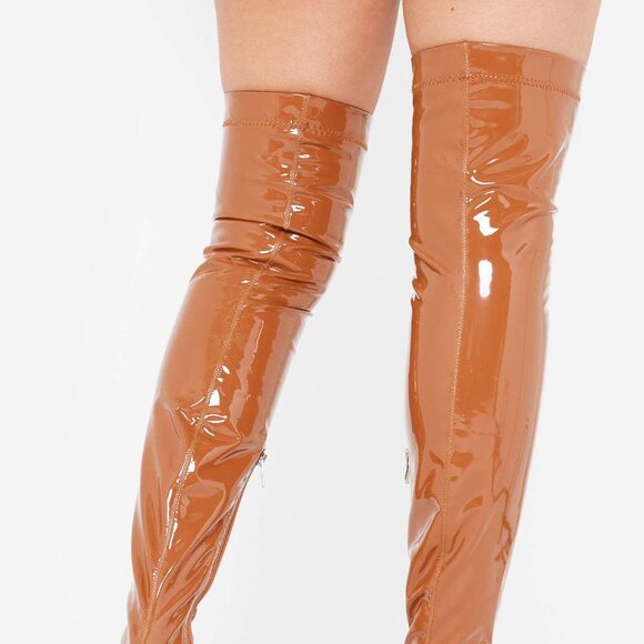 WE STAND  Boots in Tan Patent Vegan Leather ( BRAND NEW !!!! ) - Picture 2 of 7